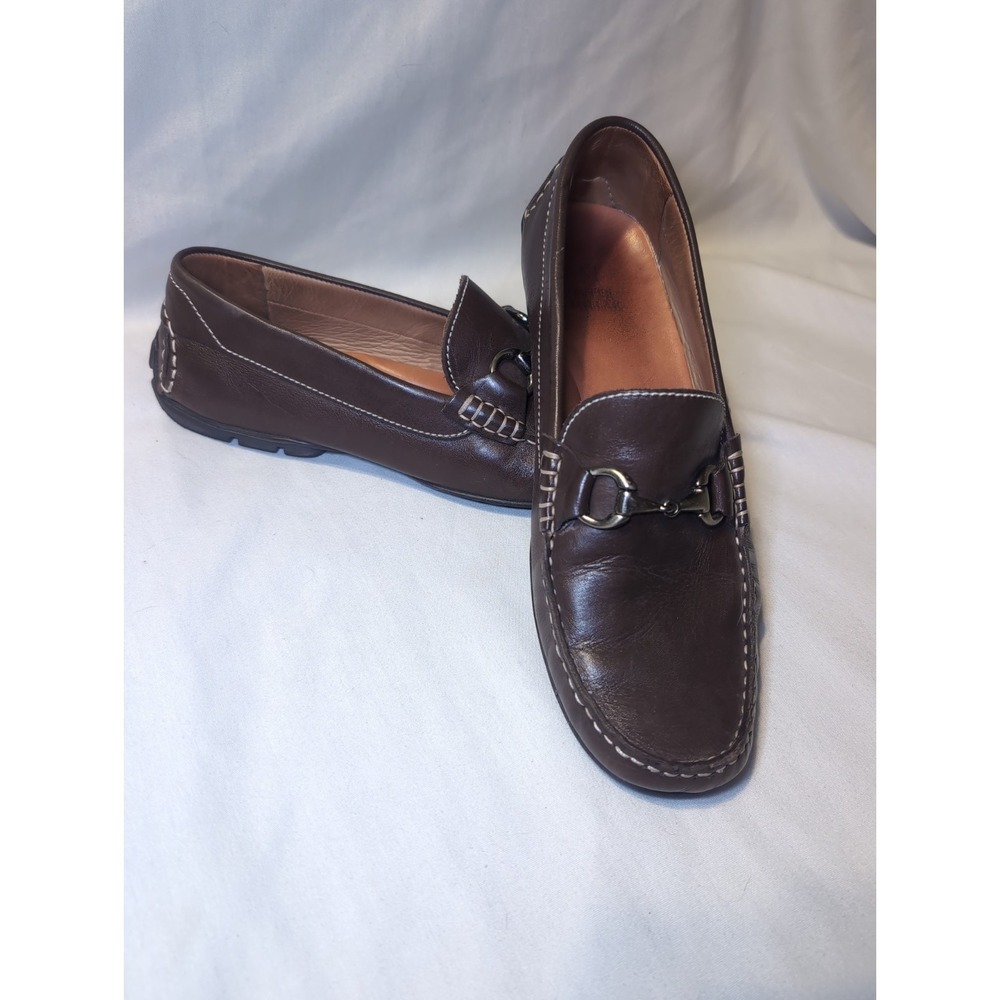 Peter Millar Brown Leather Horse Bit Moc Toe Driving Boat Shoe Loafer Men 9.5